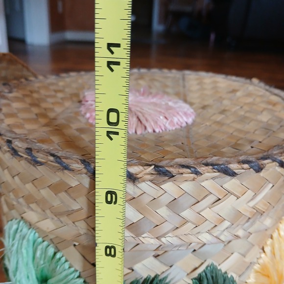 Vintage 1950s Woven Straw Raffia Floral Bucket Bag‎ Purse Beach Picnic Tote MCM - Picture 11 of 14